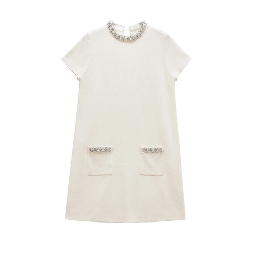 Dam Klänning Elegant Krage med Fickor i Kvalitetsblandning 1