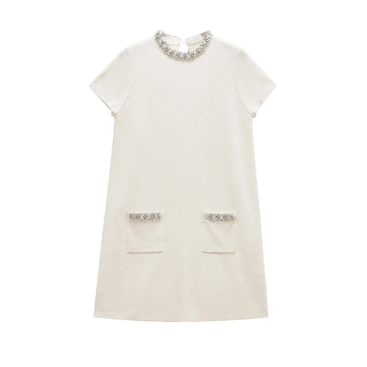 Dam Klänning Elegant Krage med Fickor i Kvalitetsblandning 1