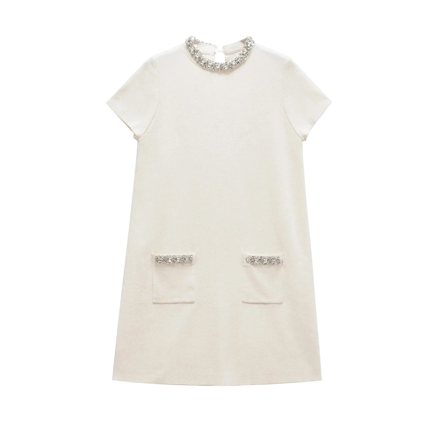 Dam Klänning Elegant Krage med Fickor i Kvalitetsblandning 5