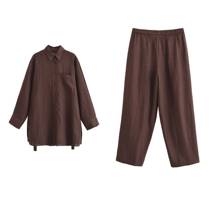 Variant image for Dam Byxor Set Monokrom Lång Skjorta Baggy 100% Bomull-9