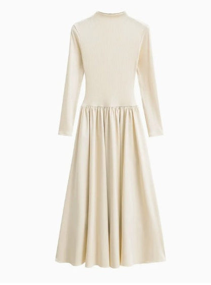 Långärmad Långklänning Fest med Flödande Kjol för Dam – Elegant Bomullsblandning för Speciella Tillfällen 7