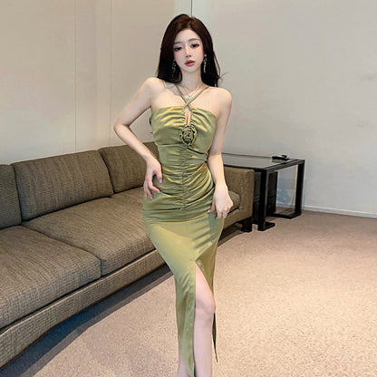 Variant image for Kvinnors Bodycon Klänning V-ringning Slits Stretch Polyester-1