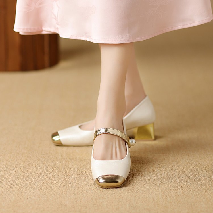 Dam Skor Mary Jane Pumpar med Blockhäl och Dekorativ Rem 2