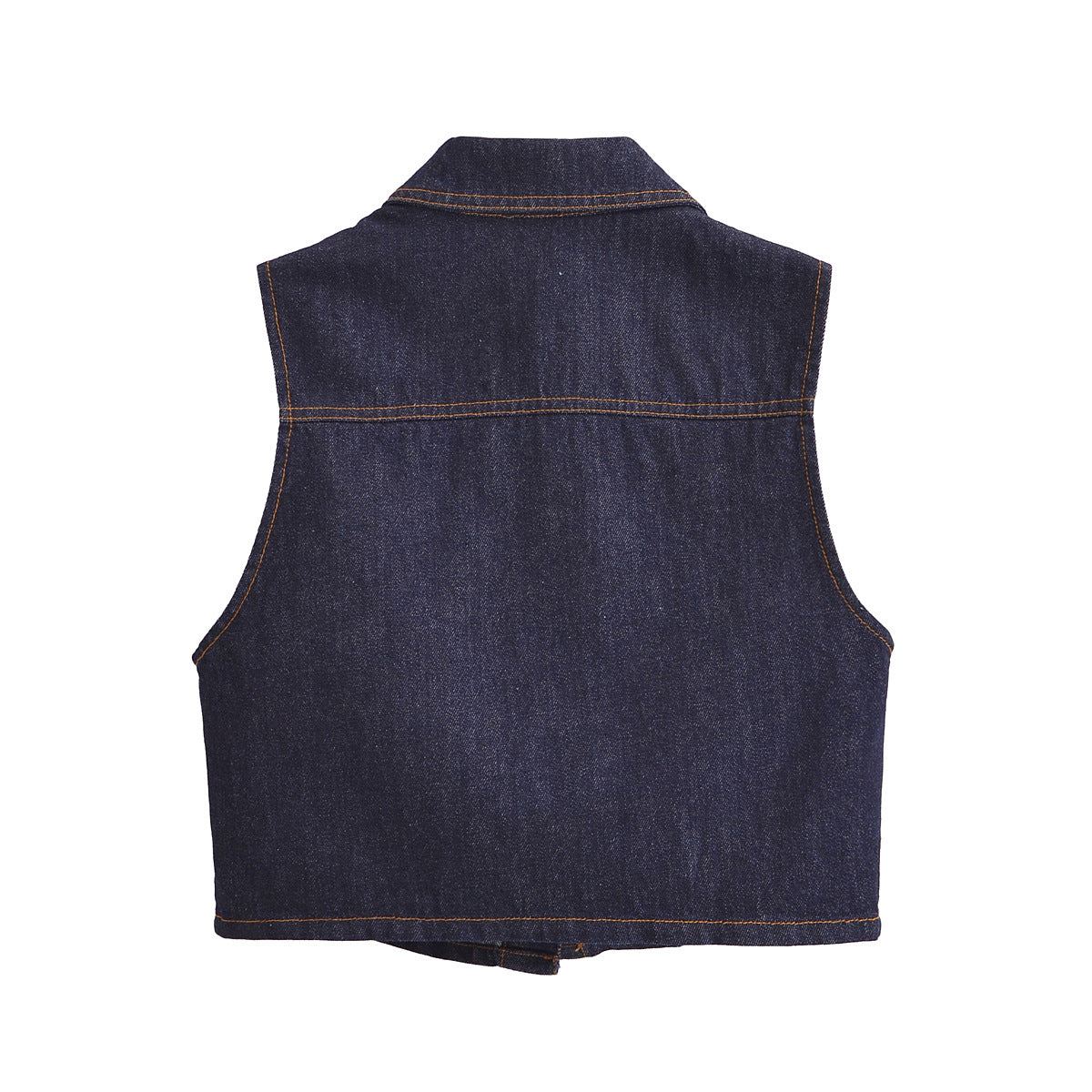 Dam Denim Väst med Knappkrage för Avslappnad Stil-5