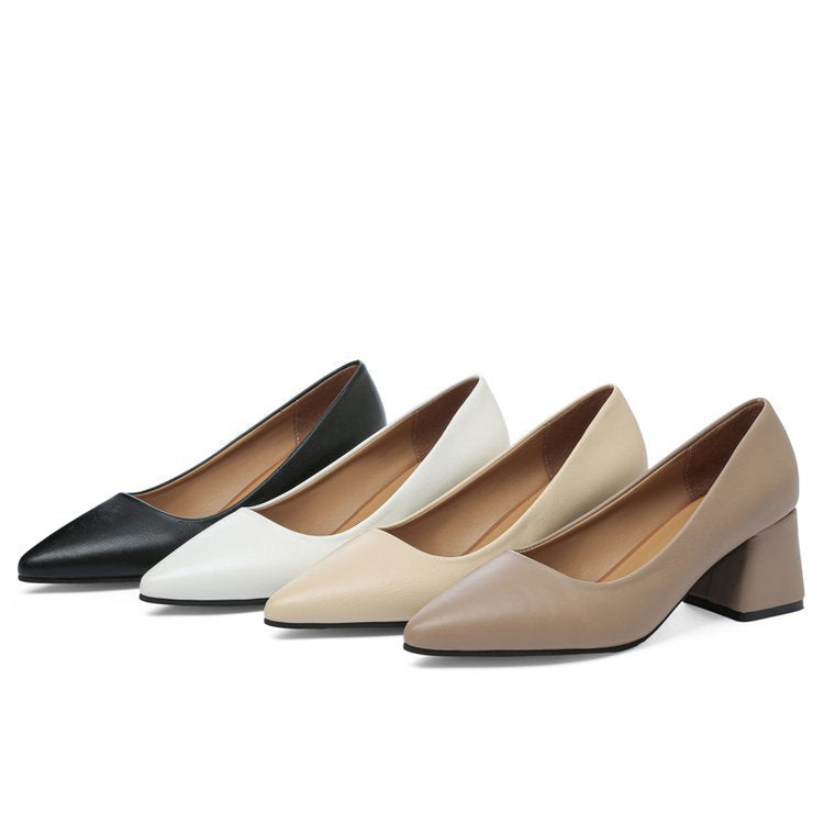 Kvinnor Blockklack Pumps Läder Elegant Komfort 7 cm Klack-2