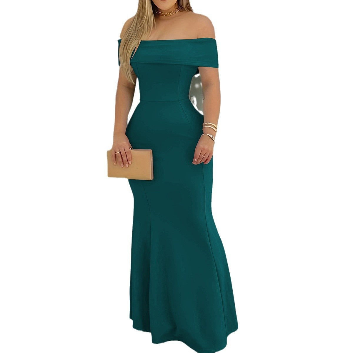 Dam Aftonklänning Hög Midja Mermaid Skirt Polyester-4