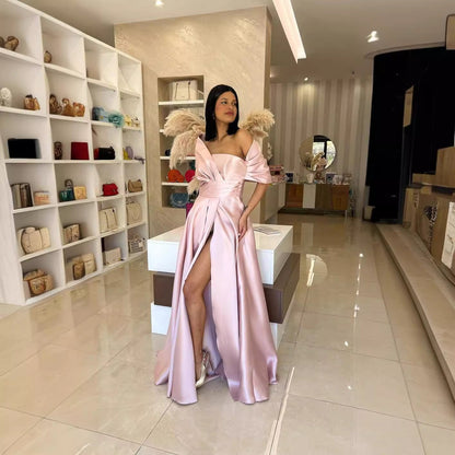 Damklänning Asymmetrisk Satin Ärmlös Polyester-2