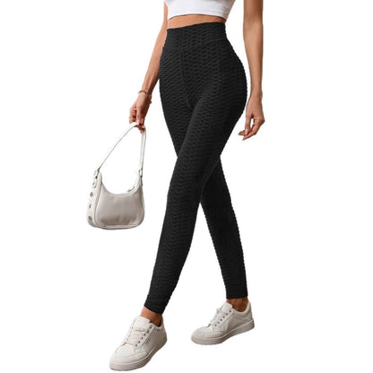 Högmidjade Sport Leggings för Kvinnor – Strukturerad Polyester och Elastan, Andningsbara och Elastiska, Perfekta för Träning och Fritid 5