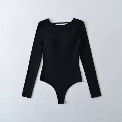 Kvinnor Bodysuit Långärmad Slim Fit Elastiskt Tyg 9