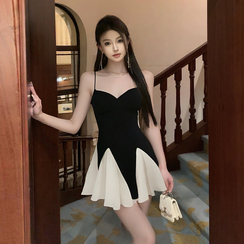 Kvinnors Klänning Cami-Stil V-Hals Smal Fit Polyester-1