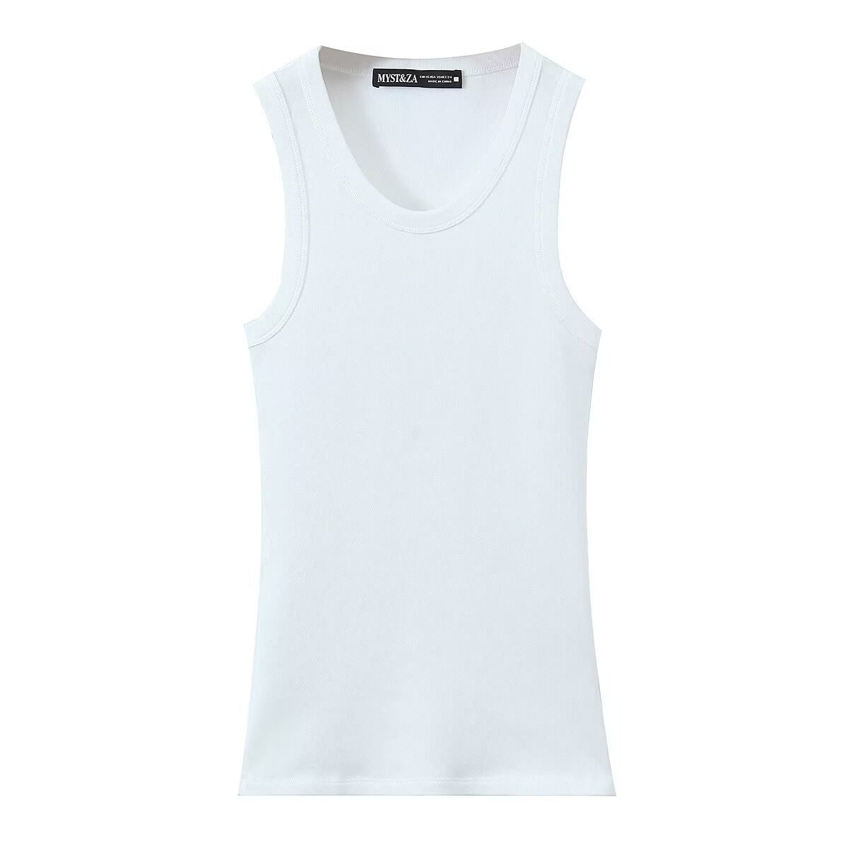 Dam T-Shirt Ärmlös Rundhals 100% Bomull-1