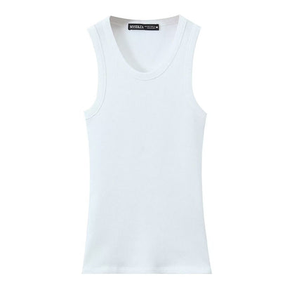 Dam T-Shirt Ärmlös Rundhals 100% Bomull-1