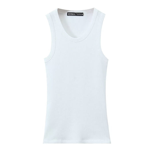 Dam T-Shirt Ärmlös Rundhals 100% Bomull-1