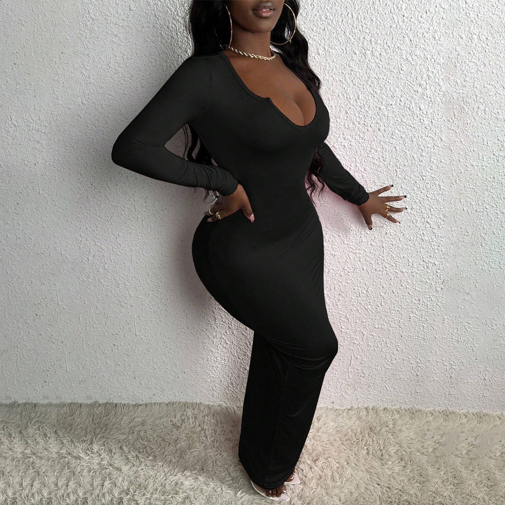 Damklänning Figurformad V-ringning Lång Polyester-4