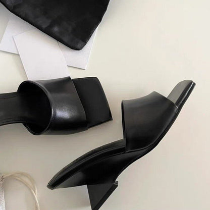 Kvinnors Öppna Mulor med Blockklack i Metalliskt Material – Elegant och Bekväm Design för Alla Tillfällen 2