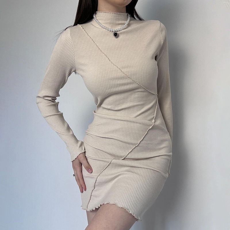 Figurpassendes Festliches Kleid für Damen mit Langen Ärmeln aus Elastischem Stoff – Elegantes Kleid für Feste und Alltag 2