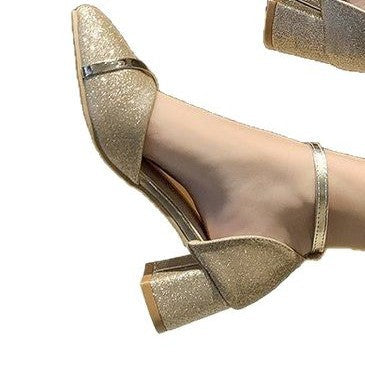 Kvinnor Glidpumpar Transparenta Remmar Glitterfinish Syntetiskt 6