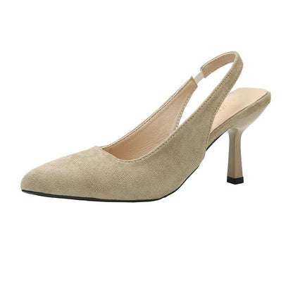 Kvinnor Slingback Skor Spetsig Tå Mocka Blockhäl 7