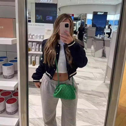 Herr Basebolljacka Färgblockerad Polyester Street Fashion-2