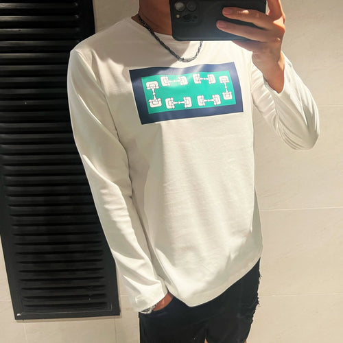 Dam Långärmad Topp Cirkulär Design Mjuk Bomull-1