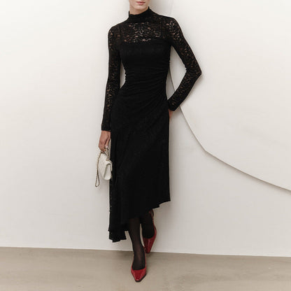 Kvinnors Toppklänning Asymmetrisk Spets Design 4