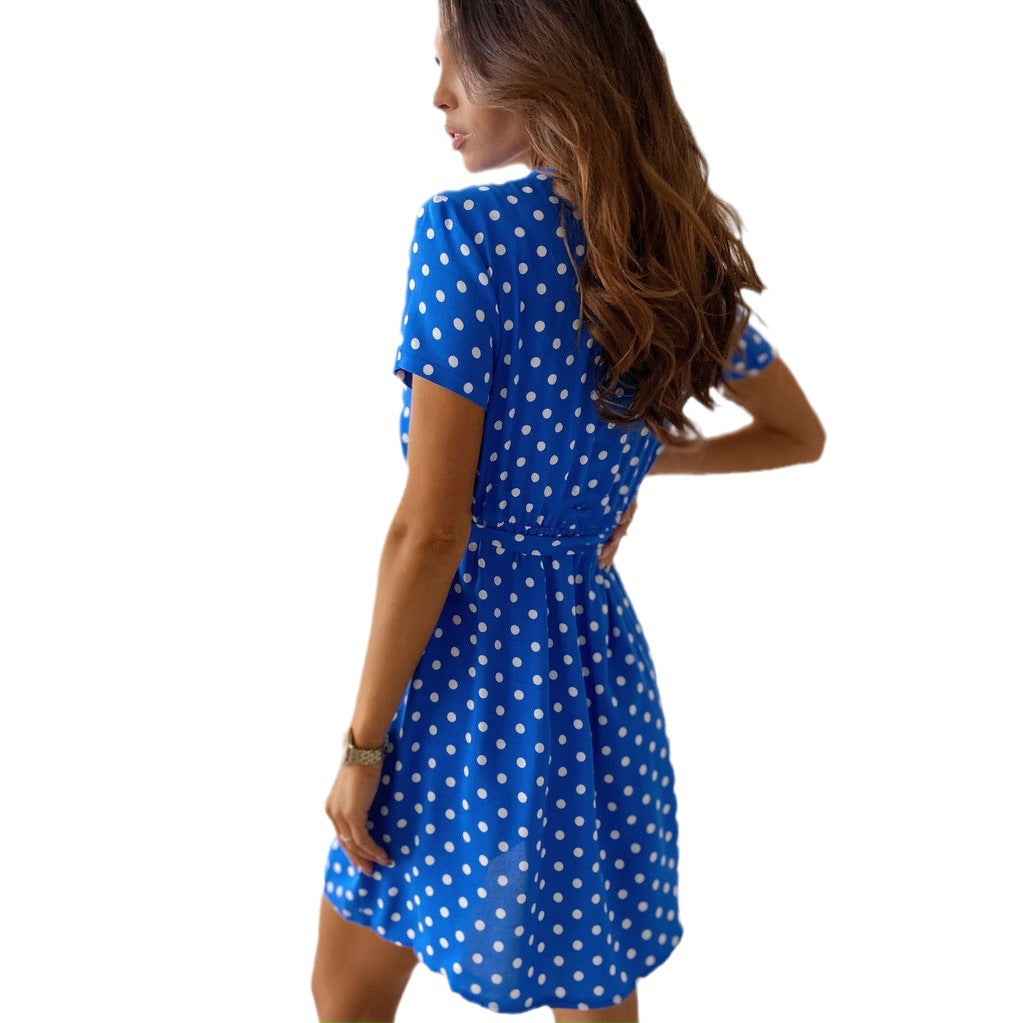 Kvinnors A-Line Klänning V-Hals Kort Ärmar Polyester-4