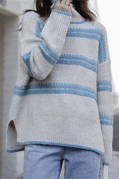 Dam Turtleneck Tröja Randig Polyester-1