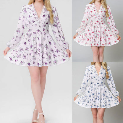 Kvinnor Kort Klänning V-hals Spets Polyester-5