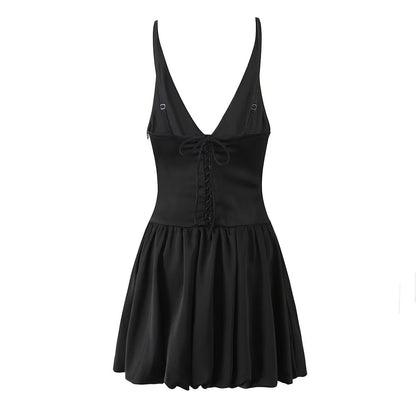 Korta Klänningar Dam A-Line V-ringning Polyester Minikjol-5