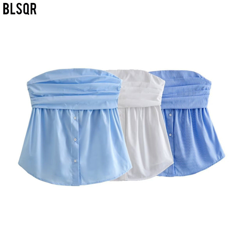 Dam Slim Top Knappdesign 100% Bomull Streetwear 2