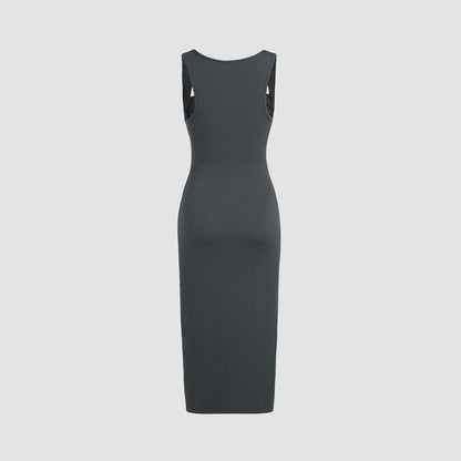 Dam Klänning Bodycon Maxi Patchwork med Rockad Midja-5