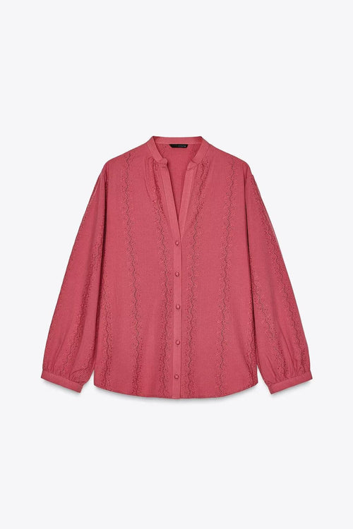 Dam Klänning Kortärmad V-ringning Broderad Polyester-1