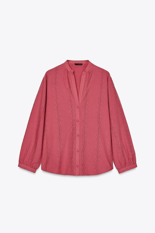 Dam Klänning Kortärmad V-ringning Broderad Polyester-1