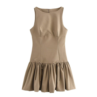 Fina Dam Klänningar A-Line Polyester Rund Halsringning-4