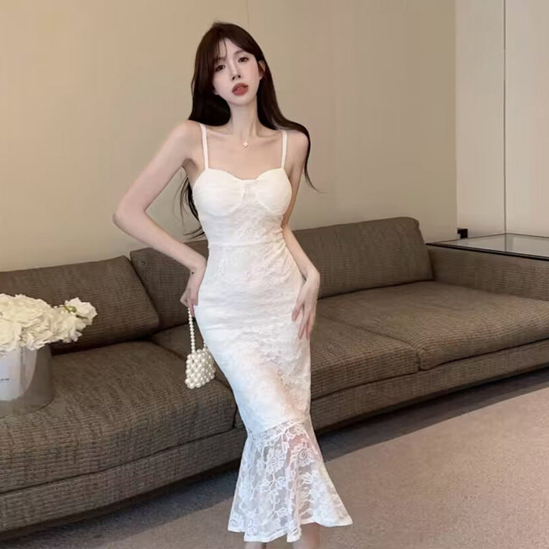 Kvinna Off-Shoulder Klänning Spaghetti Band Lätt Tyg-1