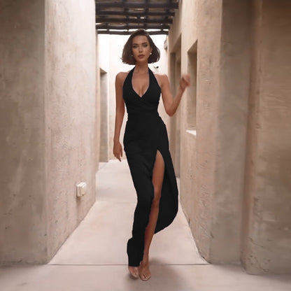 Aftonklänning med V-ringning och Drapering – Elastiskt Tyg, Elegant Design för Festliga Tillfällen, S-XL 5