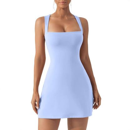 A-Line Klänning för Kvinna Off-Shoulder Design i Mjölk Silke – Ärmlös Kort Klänning för Sommarfester 2