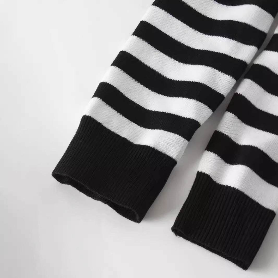 Dam Tröja Randig Löst Passform Polyester med Långa Ärmar-6