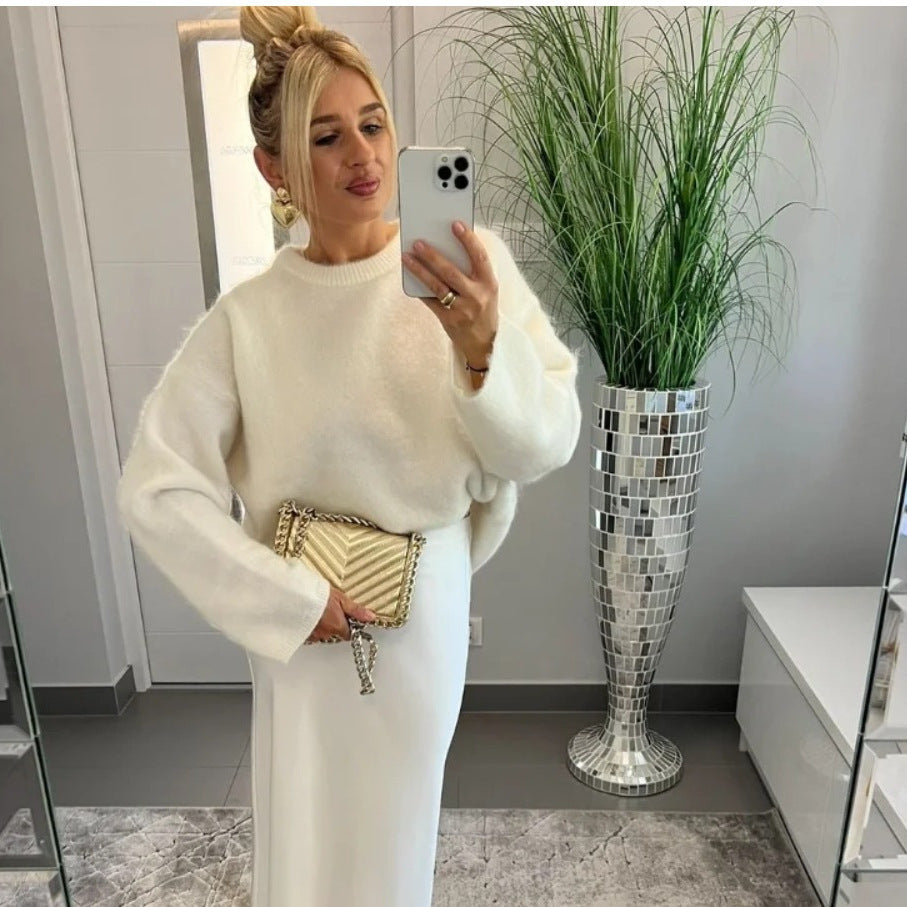 Stickad Dam Tröja Överdimensionerad med Mjukt Material och Rymliga Ärmar – Casual Design för Fritidsaktiviteter 3