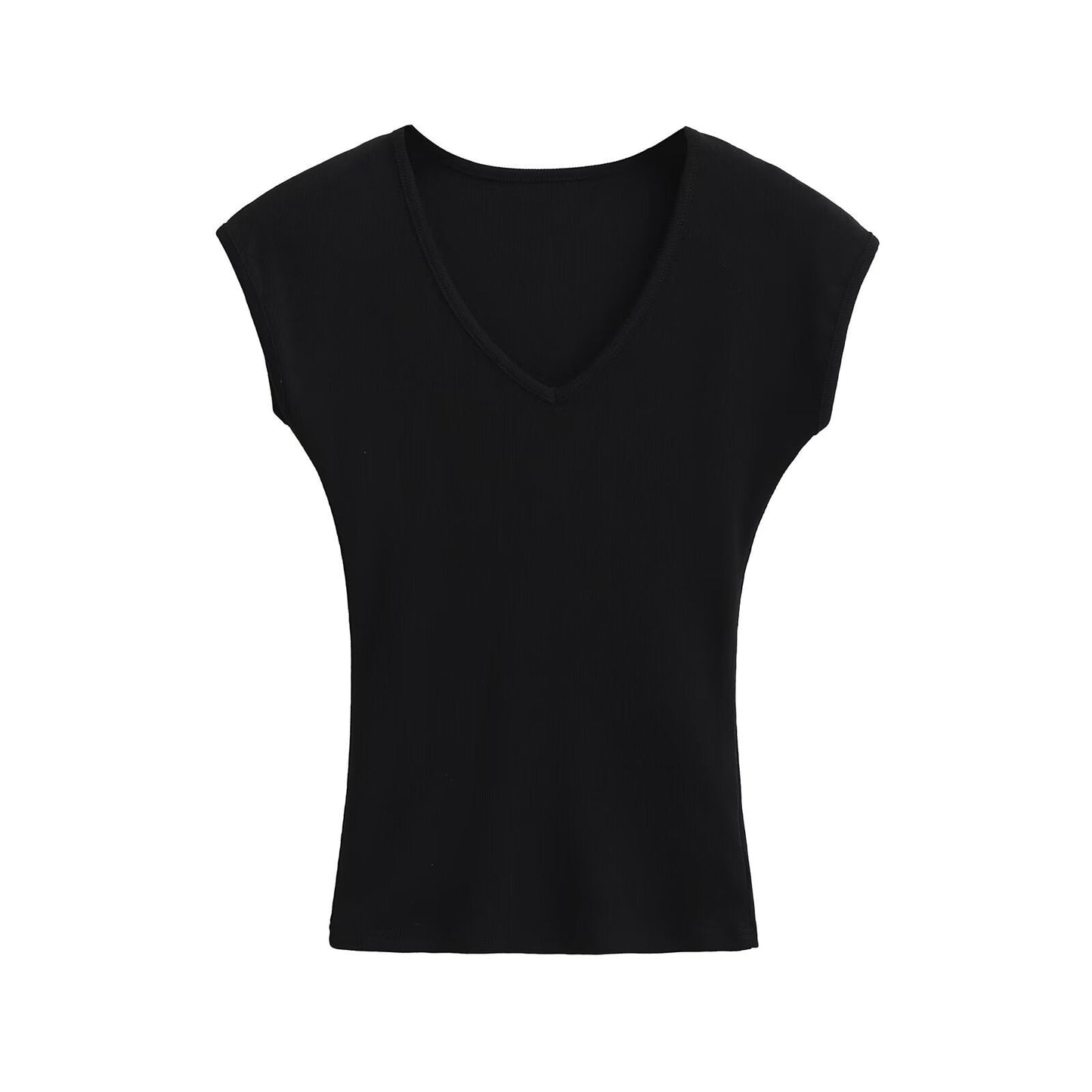 Variant image for Kvinnors V-ringad Topp Ribbad Andningsbar Material-8