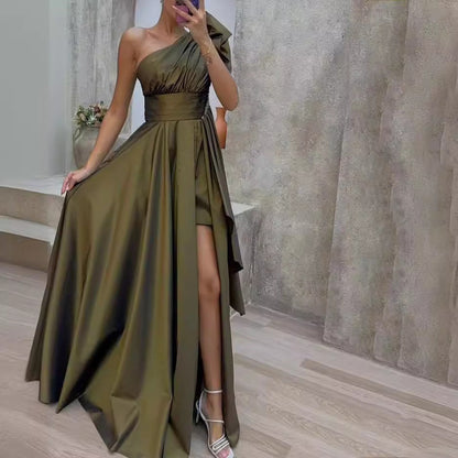 Damklänning A-Linjeformad Asymmetrisk Polyester Fina Detaljer-2