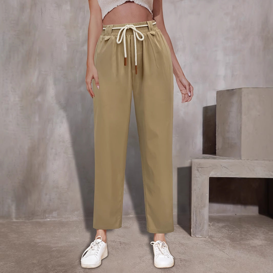 Dam Fritidsbyxor Elastiskt Midjeband med Praktiska Fickor 7