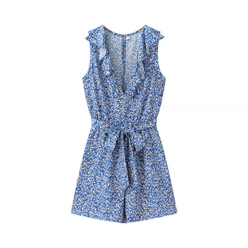 Kvinnor Jumpsuit Ruffled Design Elastisk Midja Tygblandning-1