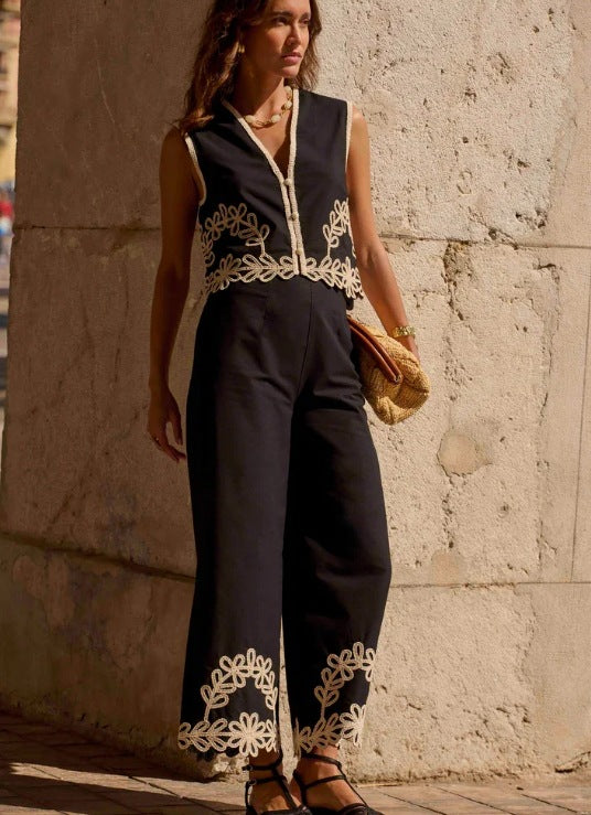 Variant image for Kvinnor Palazzo-byxor Blommiga Detaljer Luftigt Tyg-9