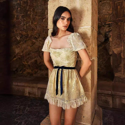 Dam Längdskjorta Blommig Mesh Mini-2