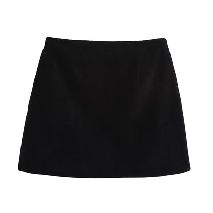 Kvinna Minikjol A-Linjeformad Corduroy Kort Kjol-5
