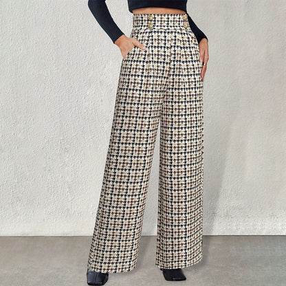 Kvinnors Palazzo Byxor Högmidjade Flödande Design i Hållbart Material 3