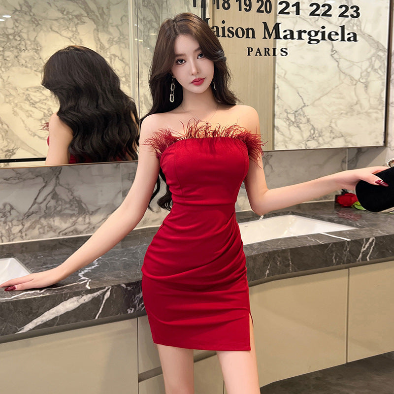 Variant image for Dam Kort Klänning Axelbandslös Högkvalitativt Tyg-1