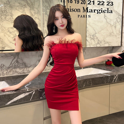 Variant image for Dam Kort Klänning Axelbandslös Högkvalitativt Tyg-1