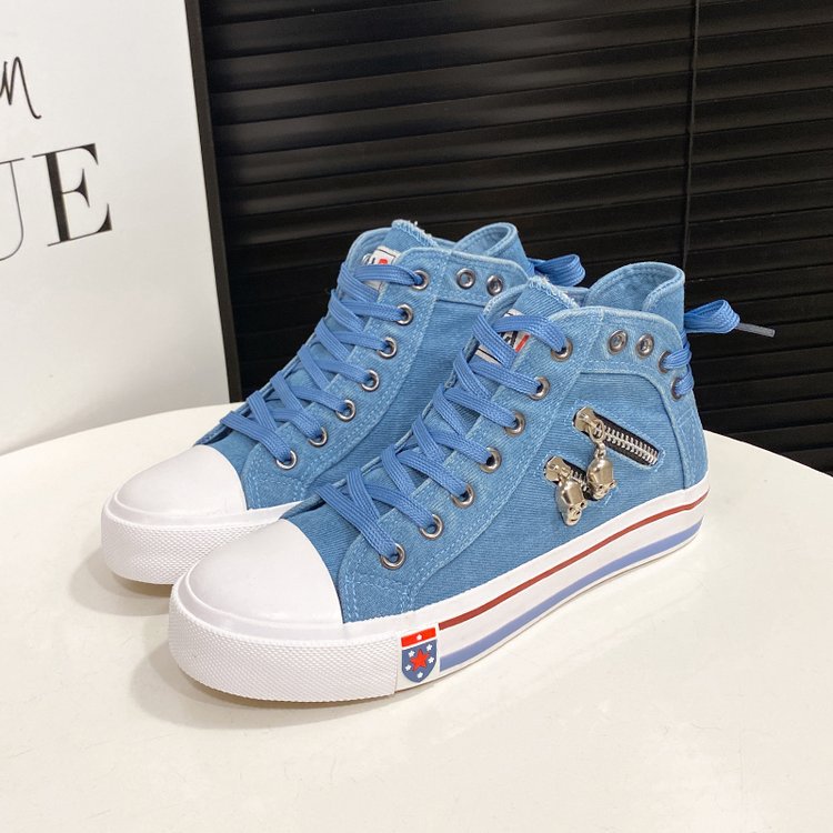 Höga Sneakers Dam Trendig Textil Med Vadderad Innersula 8